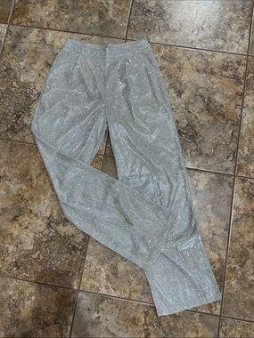 Wild Junkie Boutique Silver Glitter Knit Pants